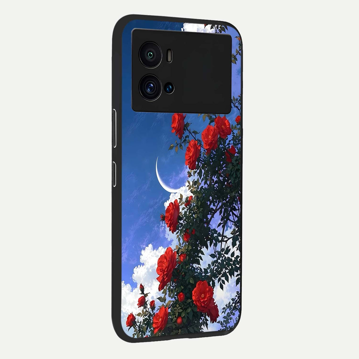 Rose Drift Flowers back cover For iQOO 9 Pro slim fit glass case with vibrant aesthetic design