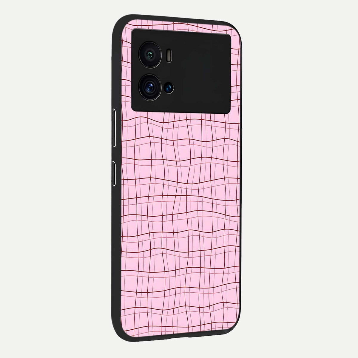Soft Grid Bliss back cover For iQOO 9 Pro slim fit glass case with vibrant aesthetic design
