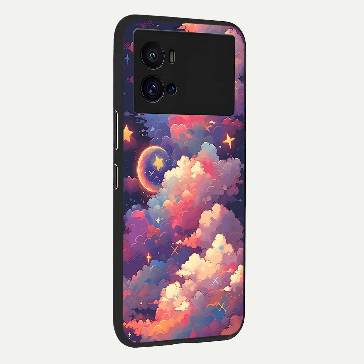 Starlit Dream Clouds back cover For iQOO 9 Pro slim fit glass case with vibrant aesthetic design