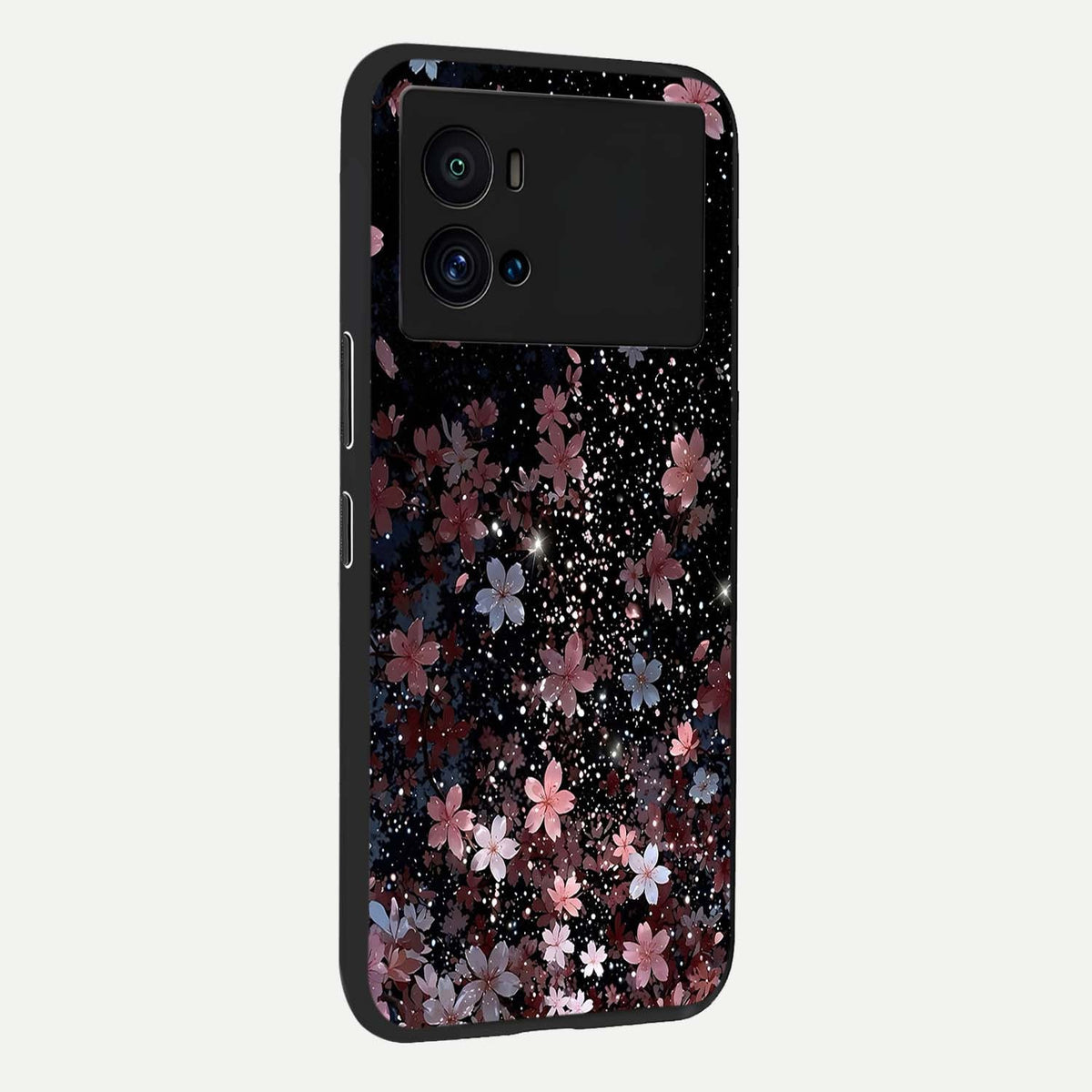 Starlit Flower Dreams back cover For iQOO 9 Pro slim fit glass case with vibrant aesthetic design