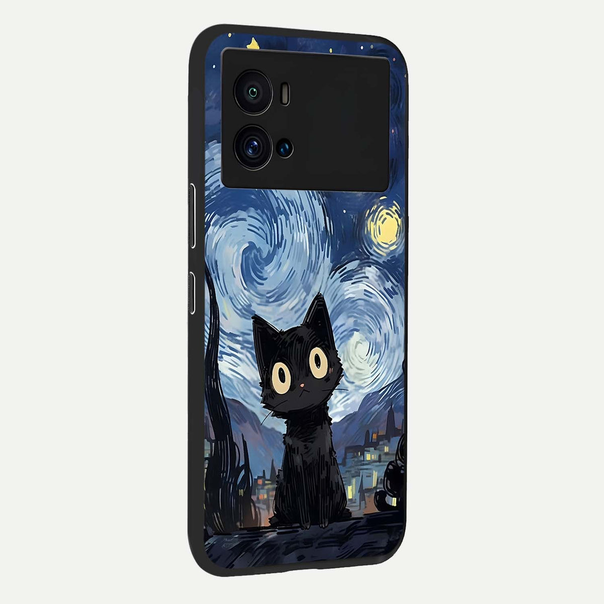 Van Gogh Cat back cover For iQOO 9 Pro slim fit glass case with vibrant aesthetic design