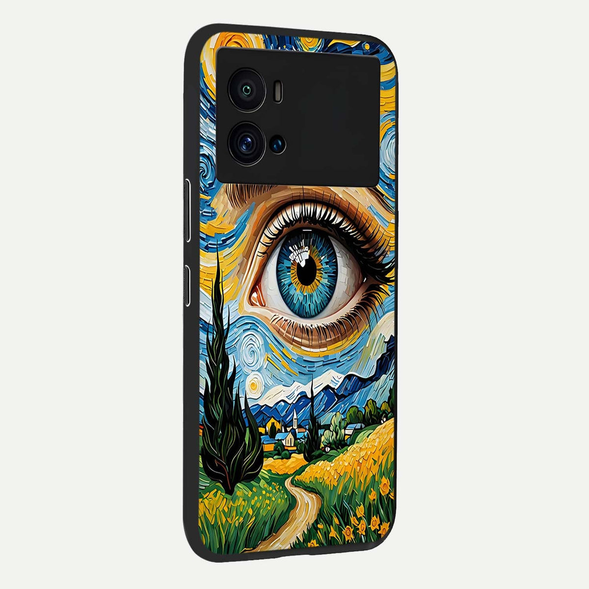 Van Gogh Eye back cover For iQOO 9 Pro slim fit glass case with vibrant aesthetic design