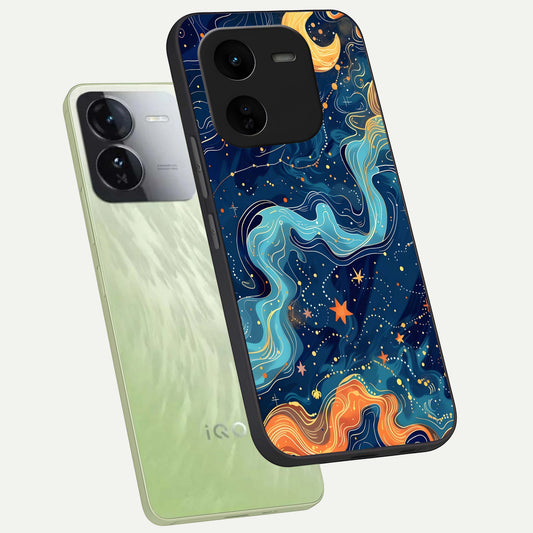 Celestial Dream Flow phone case For iQOO Z9x 5G showing premium glass back cover with detailed artwork