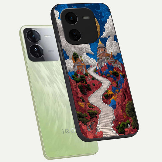 Heavenly Moon Path phone case For iQOO Z9x 5G showing premium glass back cover with detailed artwork