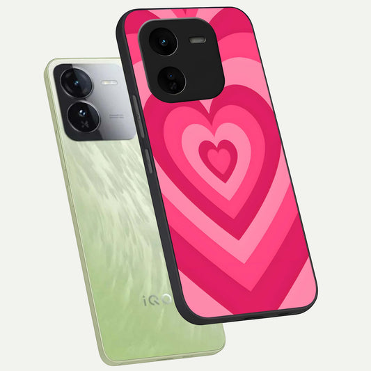 Layered Love Hearts phone case For iQOO Z9x 5G showing premium glass back cover with detailed artwork