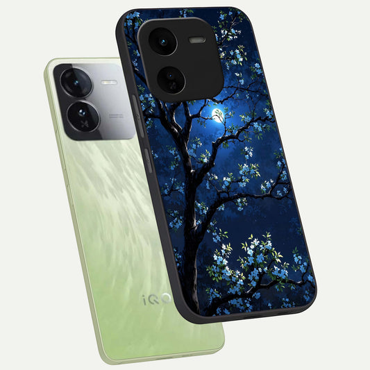 Mystic Floral Night phone case For iQOO Z9x 5G showing premium glass back cover with detailed artwork