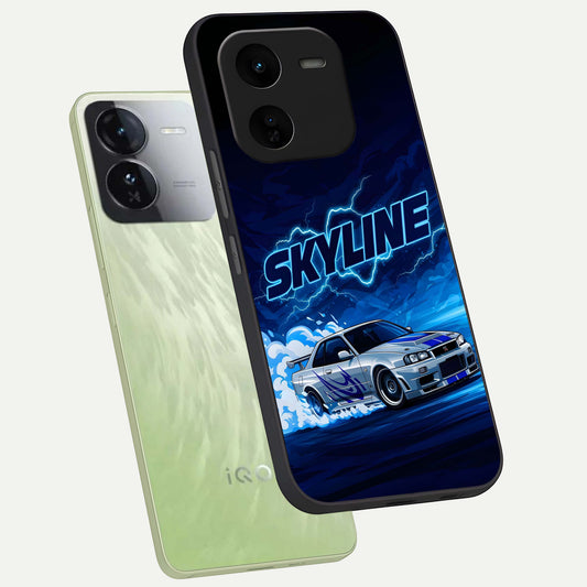 Neon Drift Beast phone case For iQOO Z9x 5G showing premium glass back cover with detailed artwork