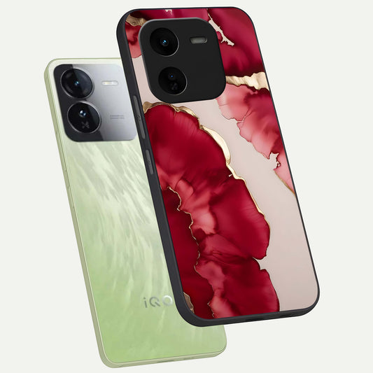 Pink And White Marble phone case For iQOO Z9x 5G showing premium glass back cover with detailed artwork