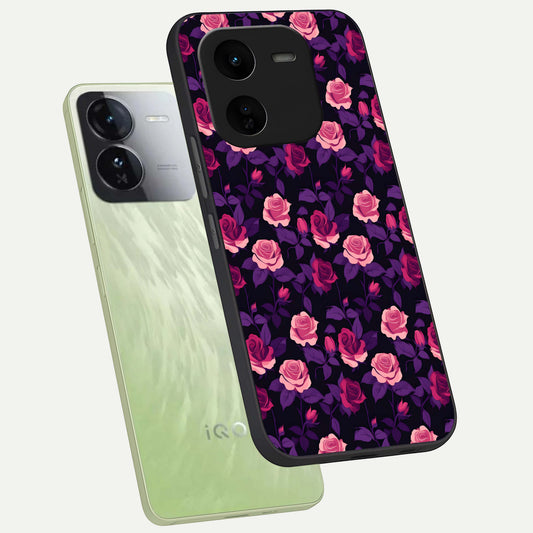 Rose Garden Twilight phone case For iQOO Z9x 5G showing premium glass back cover with detailed artwork