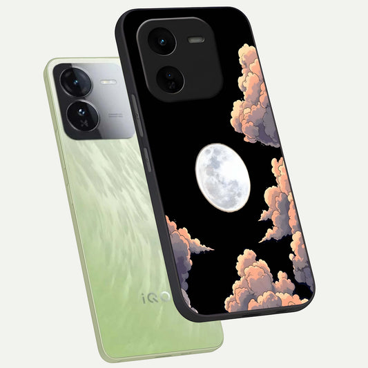 Shade Cloud Moon phone case For iQOO Z9x 5G showing premium glass back cover with detailed artwork