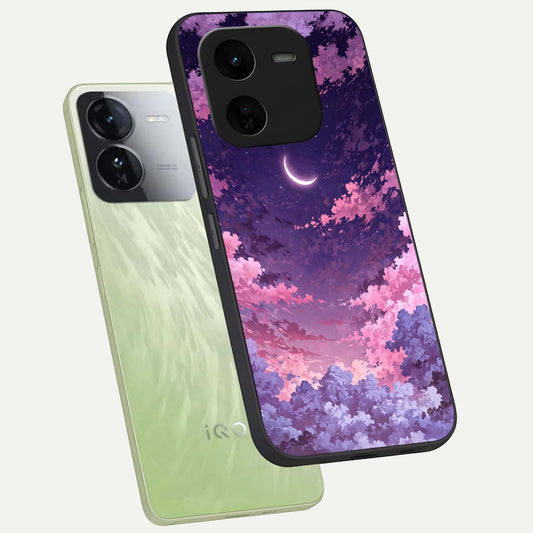 Sky Drift Clouds phone case For iQOO Z9x 5G showing premium glass back cover with detailed artwork