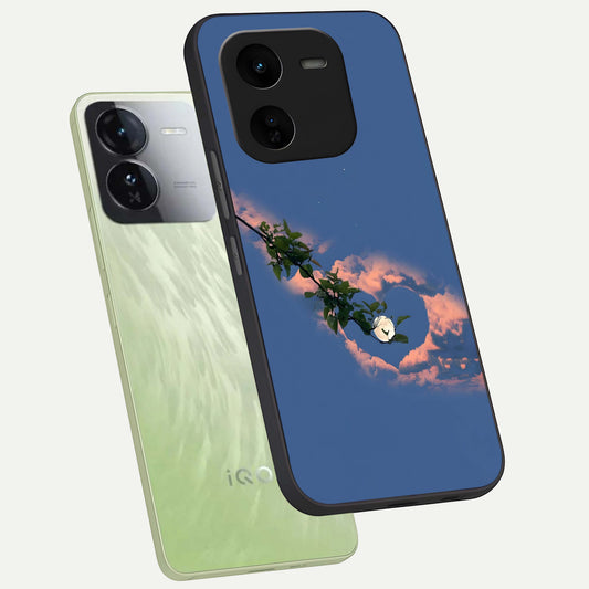 Sky Under Tree phone case For iQOO Z9x 5G showing premium glass back cover with detailed artwork