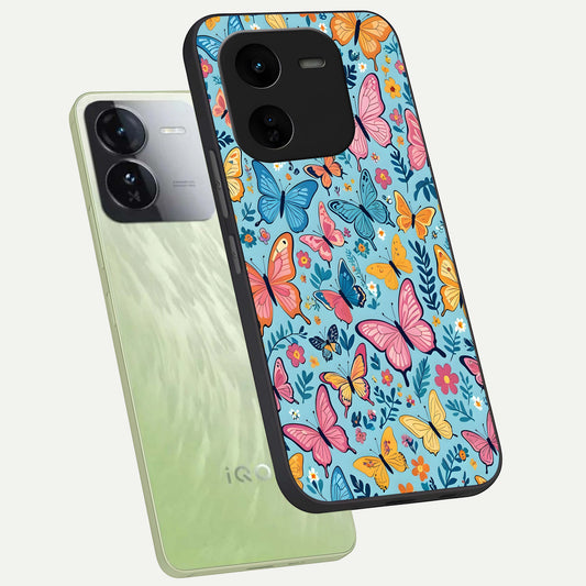 Spring Wing Garden phone case For iQOO Z9x 5G showing premium glass back cover with detailed artwork