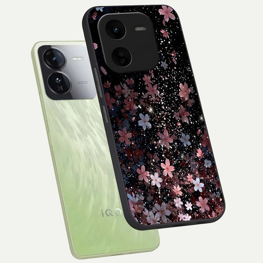 Starlit Flower Dreams phone case For iQOO Z9x 5G showing premium glass back cover with detailed artwork