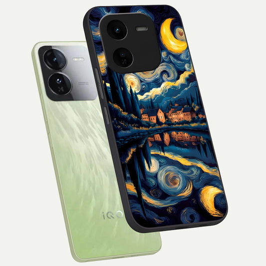 Starry Sky Serenity phone case For iQOO Z9x 5G showing premium glass back cover with detailed artwork
