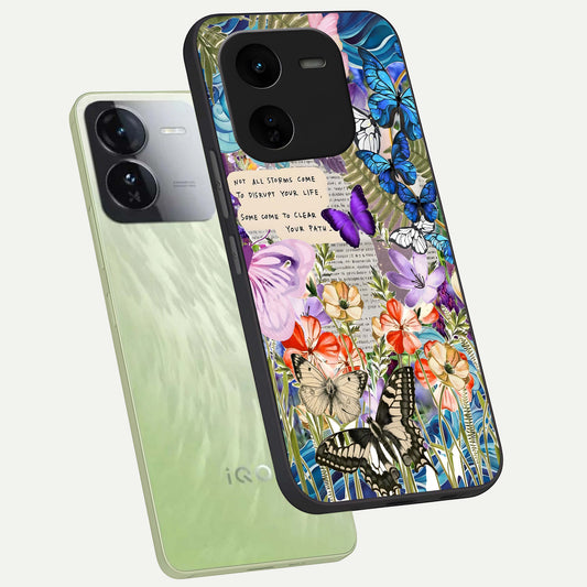 Storm Path Bloom phone case For iQOO Z9x 5G showing premium glass back cover with detailed artwork