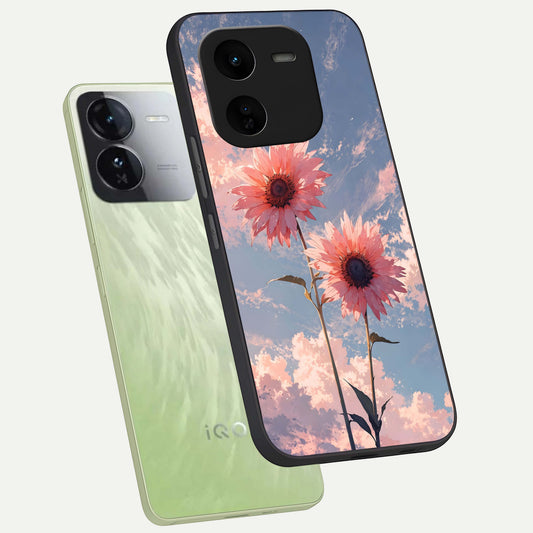 Sun Moon Balance phone case For iQOO Z9x 5G showing premium glass back cover with detailed artwork