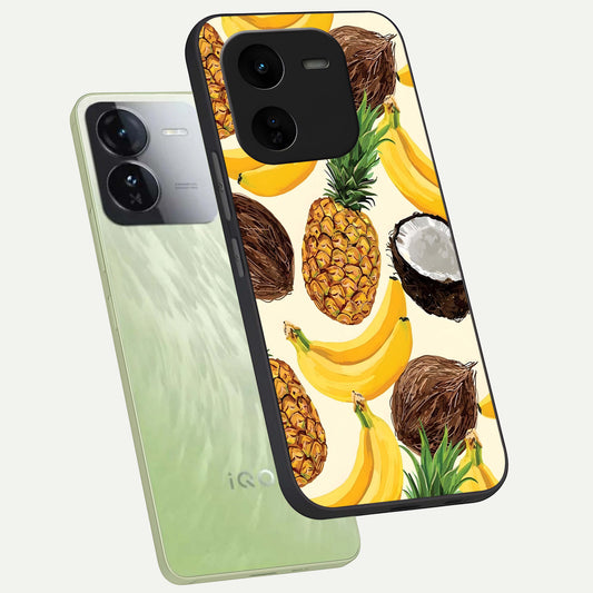 Tropical Fruit Mood phone case For iQOO Z9x 5G showing premium glass back cover with detailed artwork