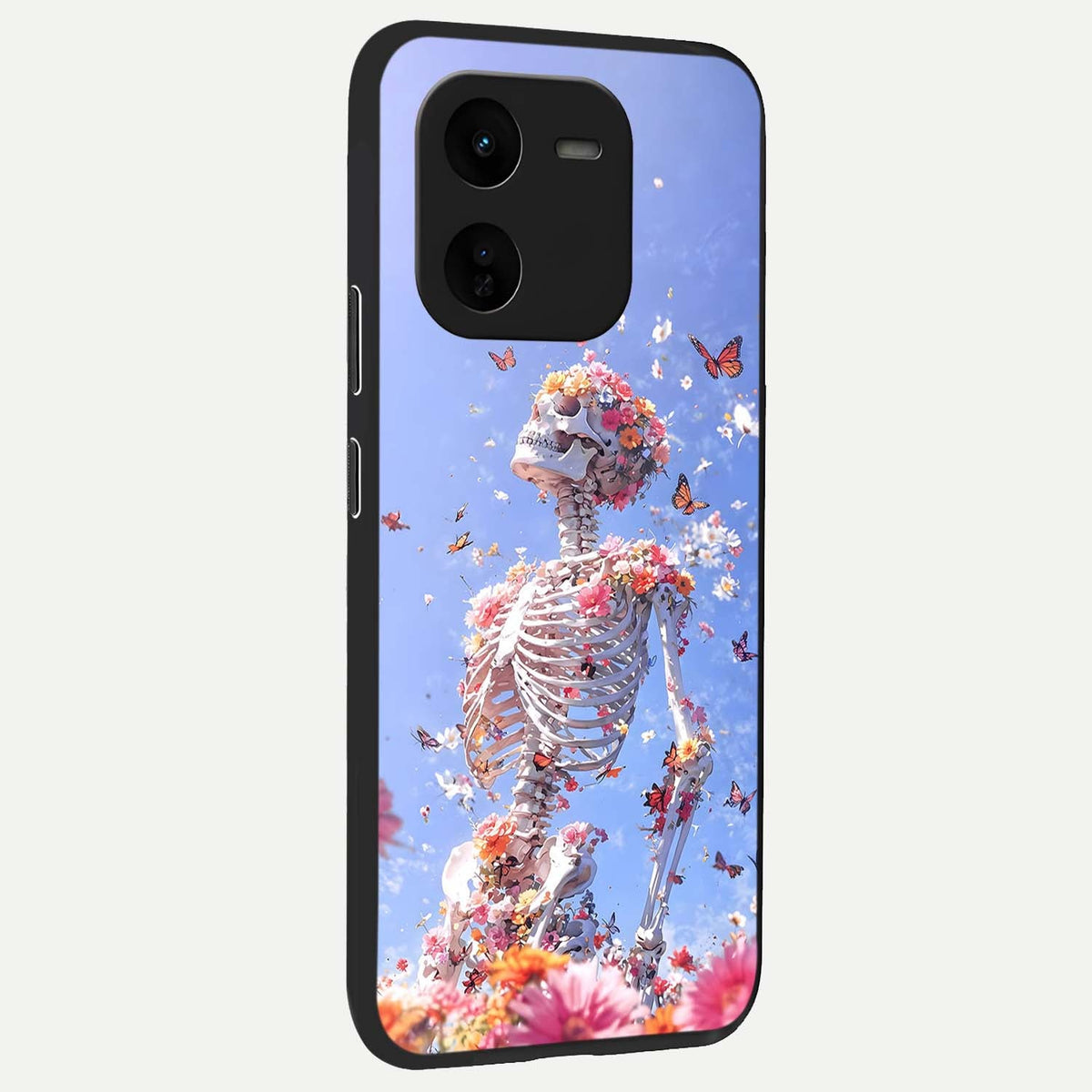 Bloom Beyond Bones back cover For iQOO Z9x 5G slim fit glass case with vibrant aesthetic design
