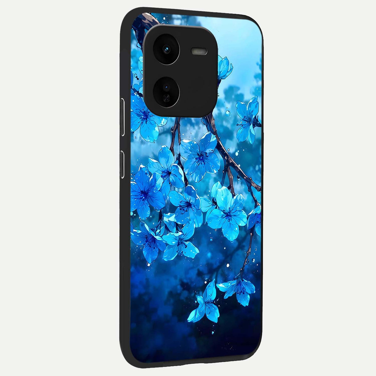 Blue Blossoms Branch back cover For iQOO Z9x 5G slim fit glass case with vibrant aesthetic design
