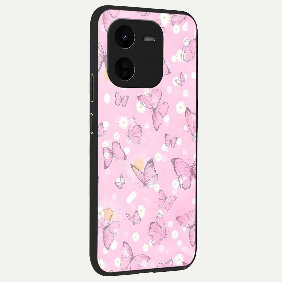Blush Butterfly Garden back cover For iQOO Z9x 5G slim fit glass case with vibrant aesthetic design