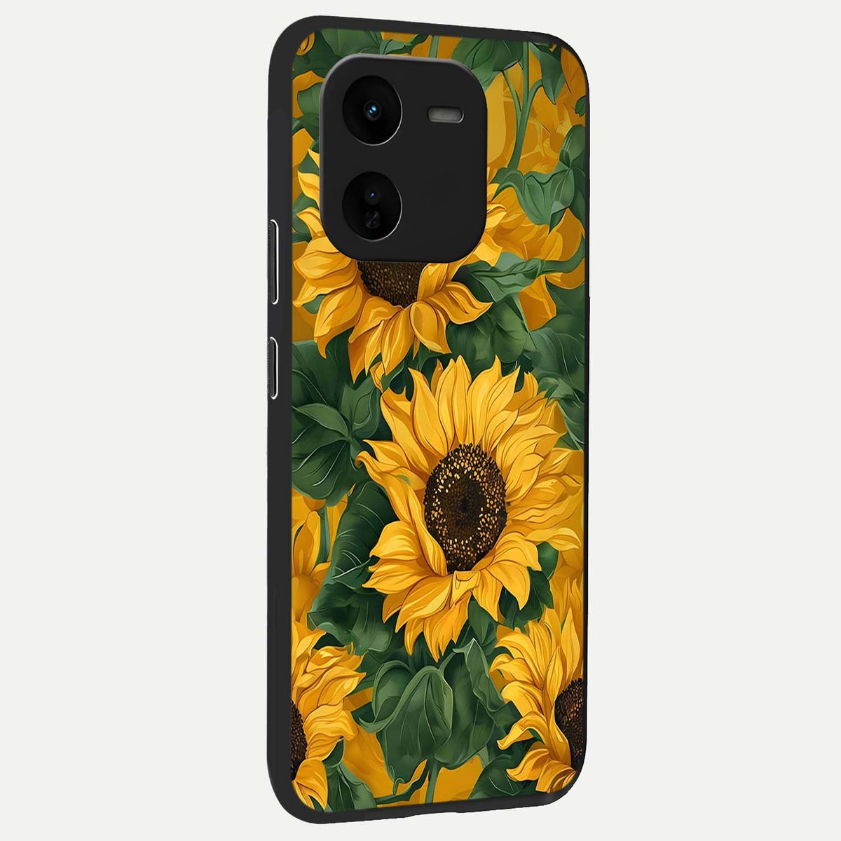 Bright Sunflower Bloom back cover For iQOO Z9x 5G slim fit glass case with vibrant aesthetic design
