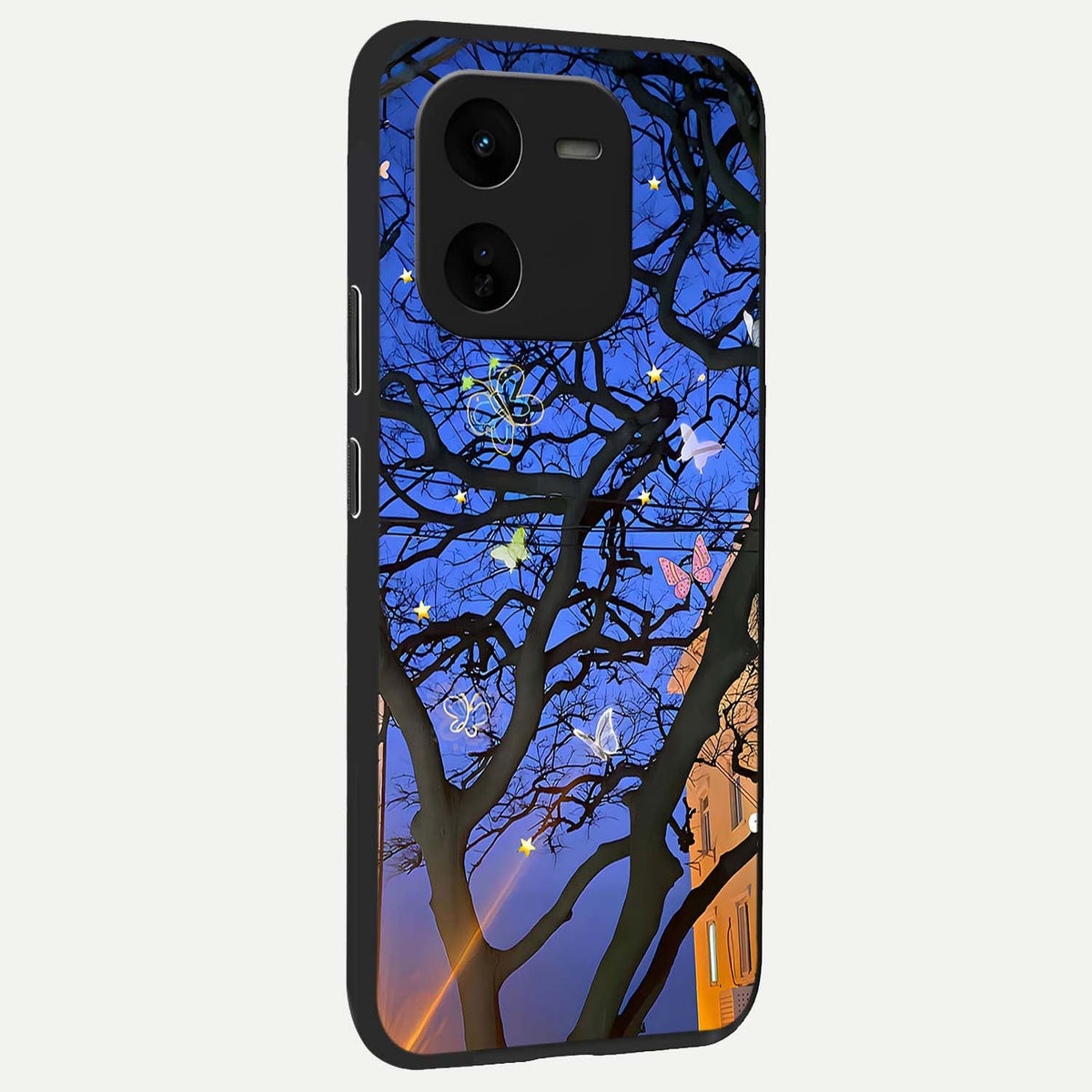 Butterfly Night Magic back cover For iQOO Z9x 5G slim fit glass case with vibrant aesthetic design