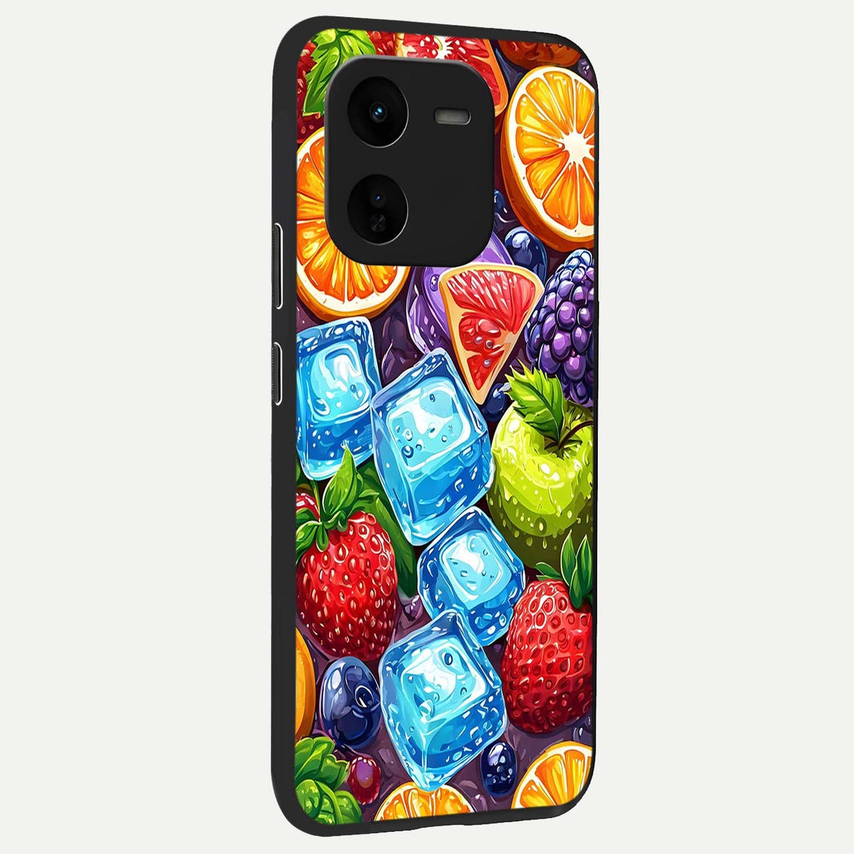 Colorful Fruits with Ice back cover For iQOO Z9x 5G slim fit glass case with vibrant aesthetic design