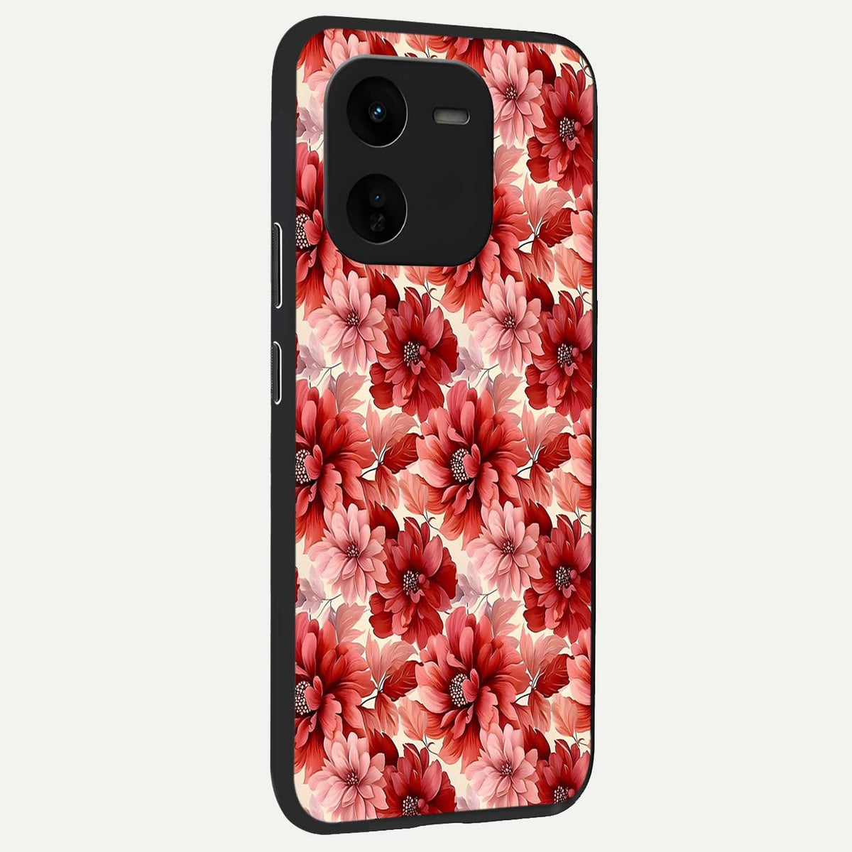Crimson Love Petals back cover For iQOO Z9x 5G slim fit glass case with vibrant aesthetic design