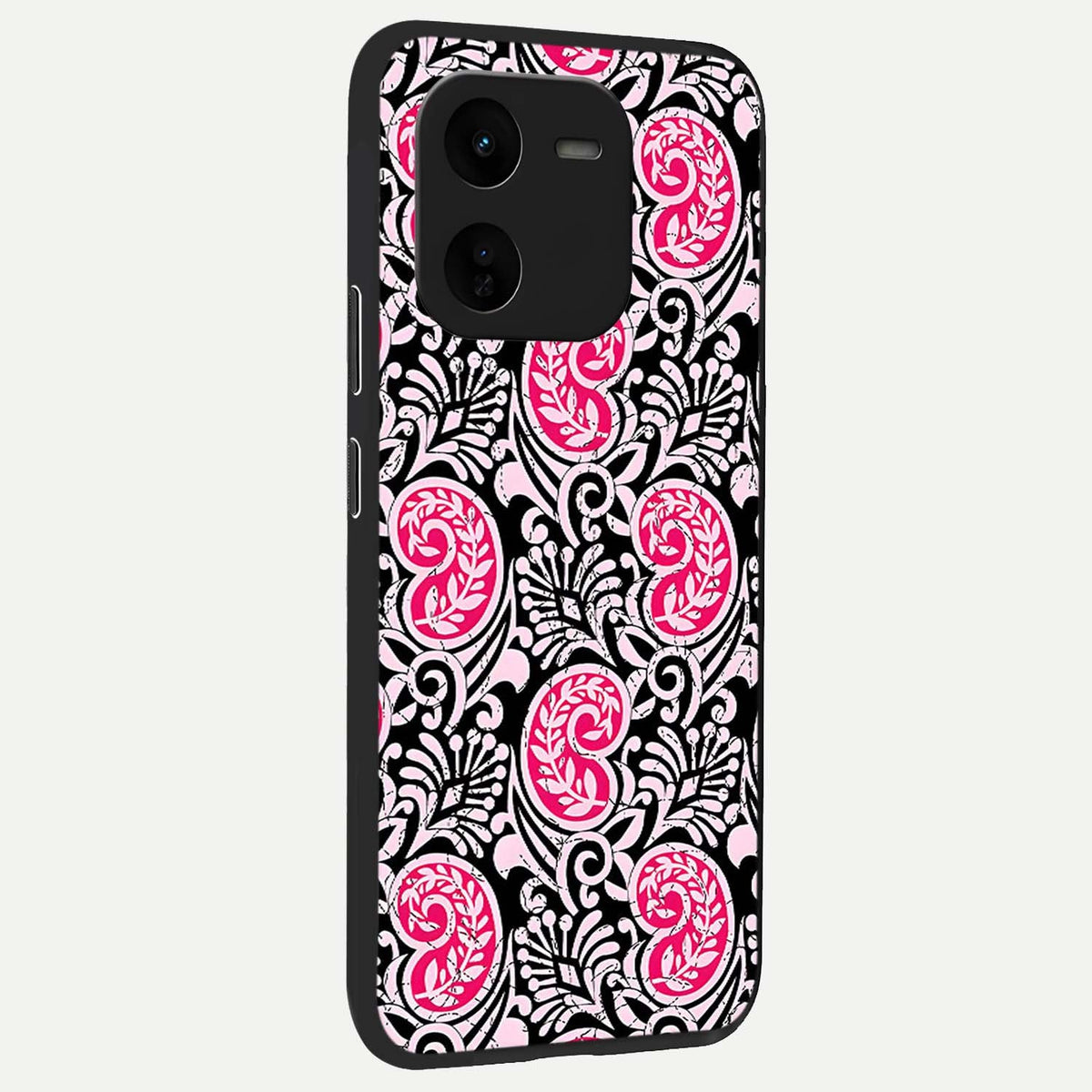 Crimson Paisley Charm back cover For iQOO Z9x 5G slim fit glass case with vibrant aesthetic design