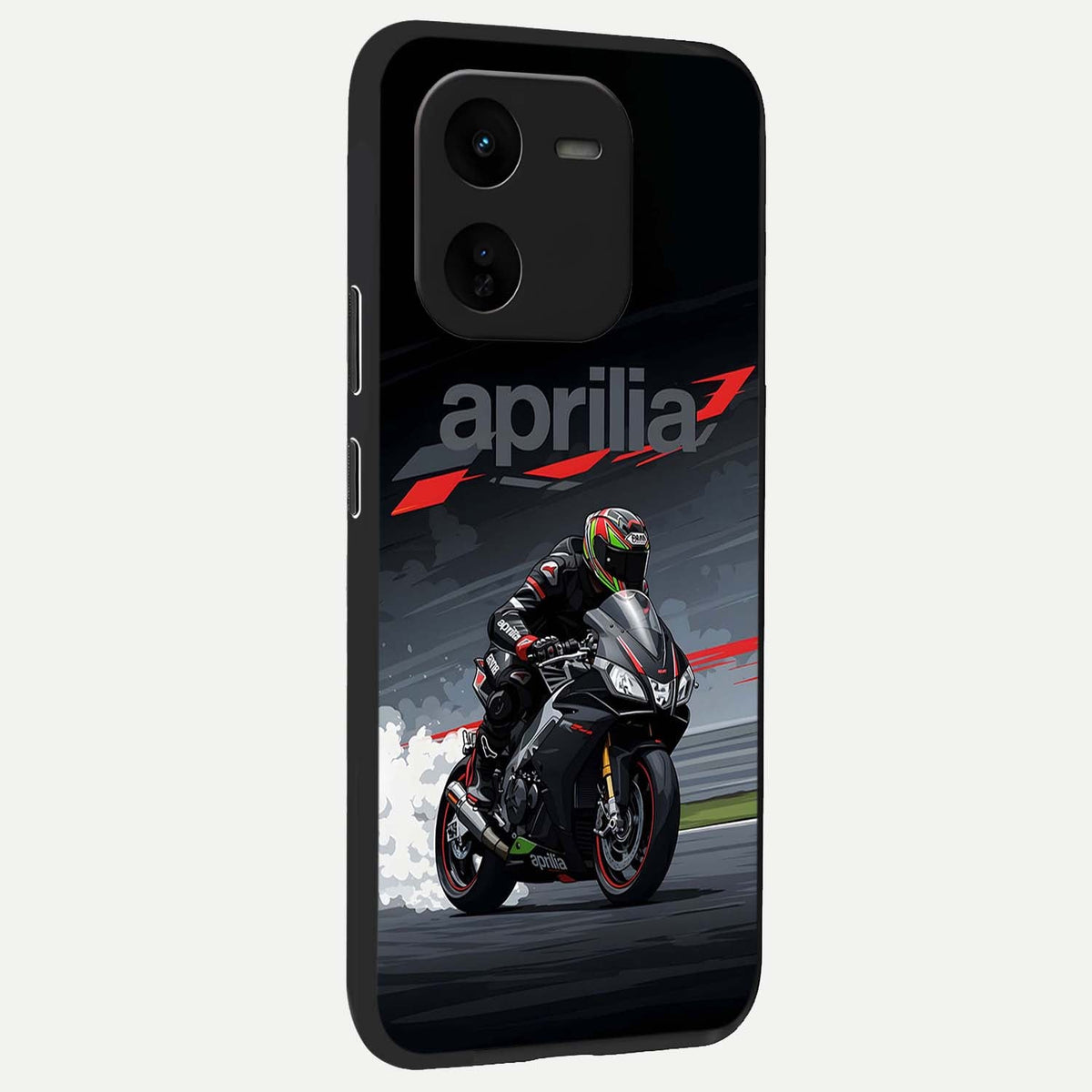 Dark Aprilla back cover For iQOO Z9x 5G slim fit glass case with vibrant aesthetic design