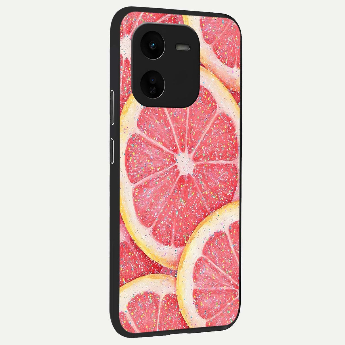 Glitter Grapefruit back cover For iQOO Z9x 5G slim fit glass case with vibrant aesthetic design