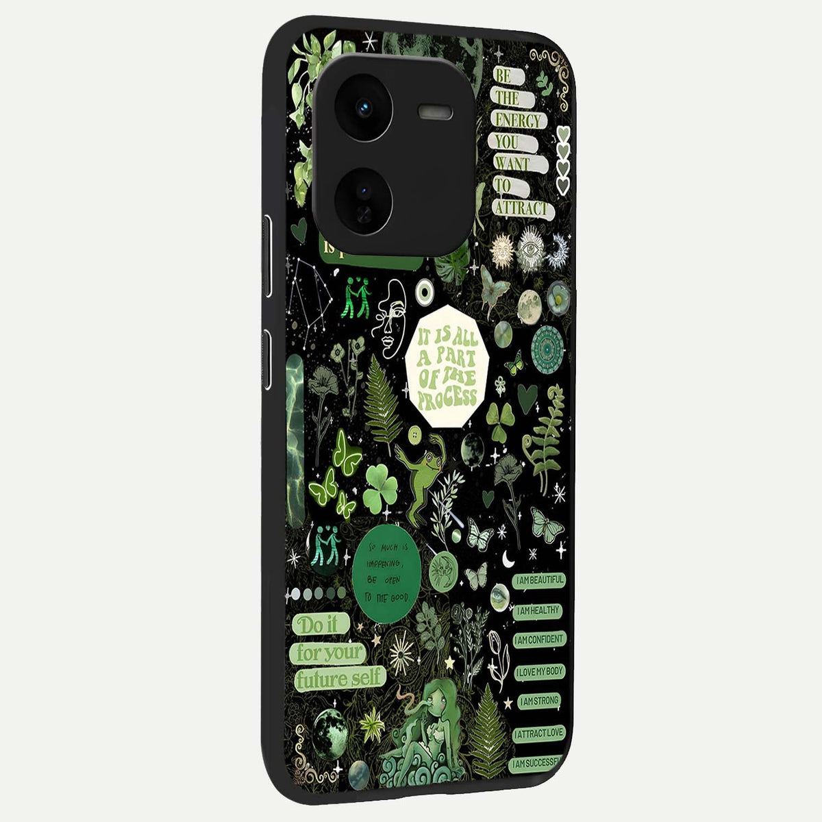 Green Mandala Pattern back cover For iQOO Z9x 5G slim fit glass case with vibrant aesthetic design