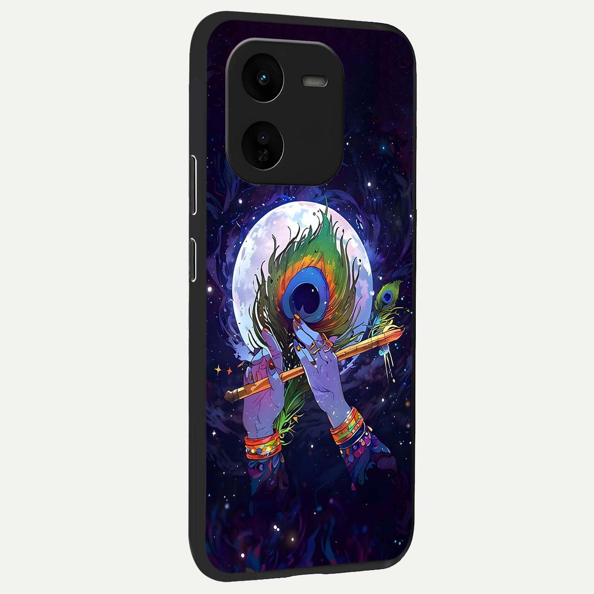 Krishna Hands Art back cover For iQOO Z9x 5G slim fit glass case with vibrant aesthetic design