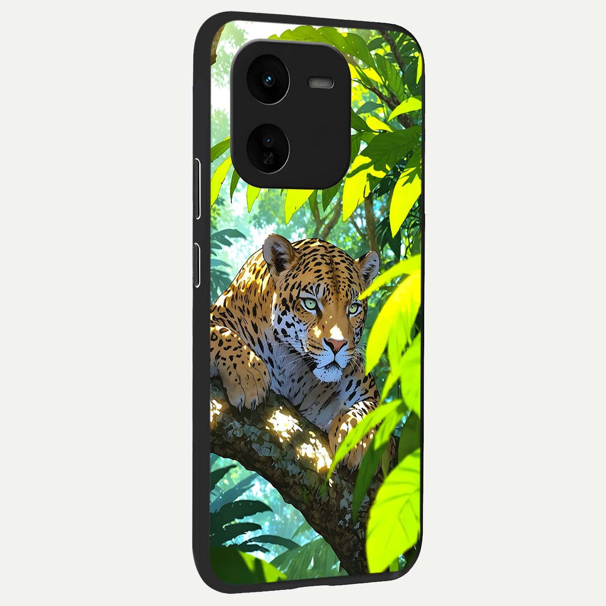 Leopard in Jungle back cover For iQOO Z9x 5G slim fit glass case with vibrant aesthetic design