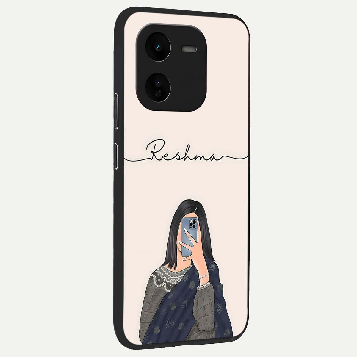 Mirror Mood Muse With Custom Name back cover For iQOO Z9x 5G slim fit glass case with vibrant aesthetic design