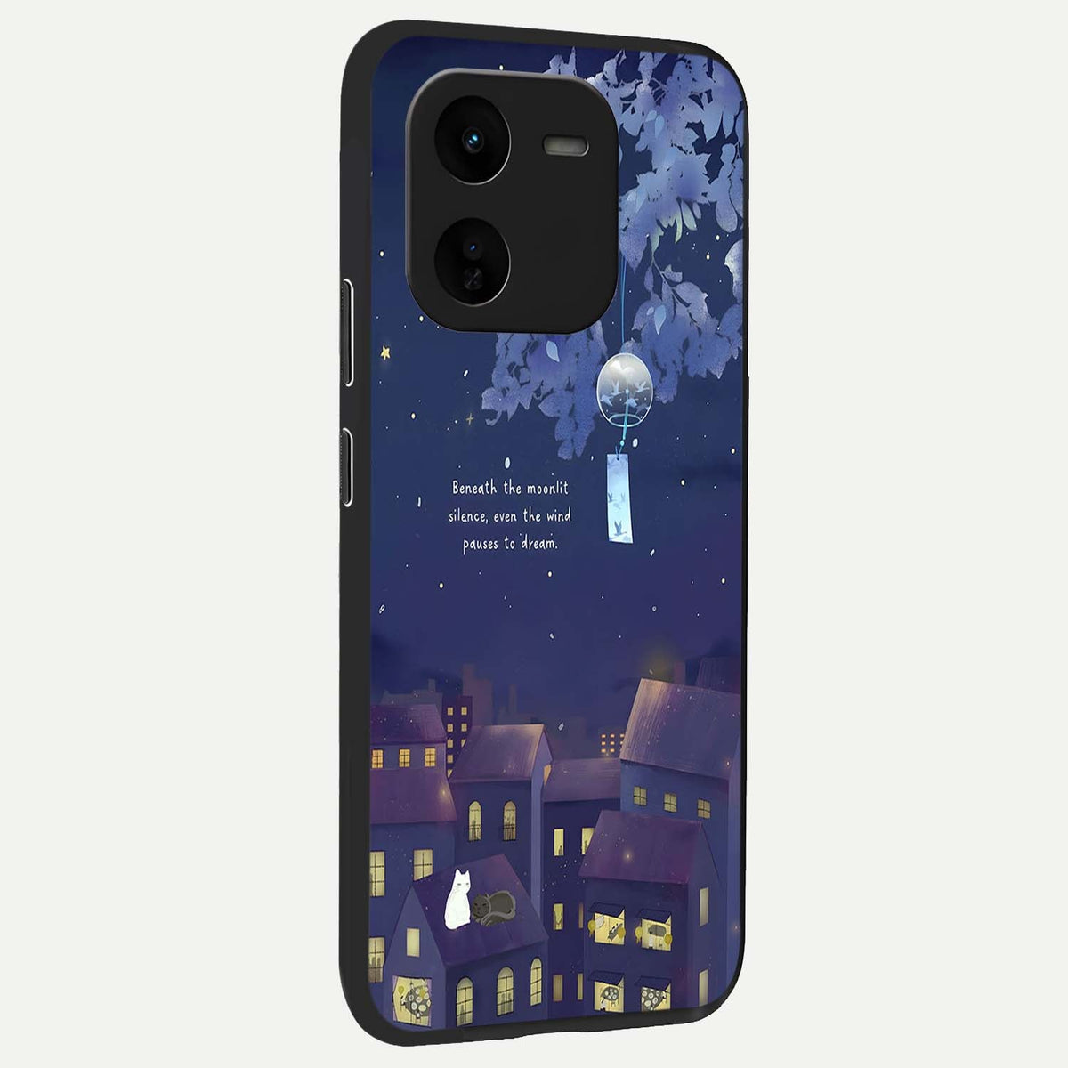 Moonlit Cat Silence back cover For iQOO Z9x 5G slim fit glass case with vibrant aesthetic design