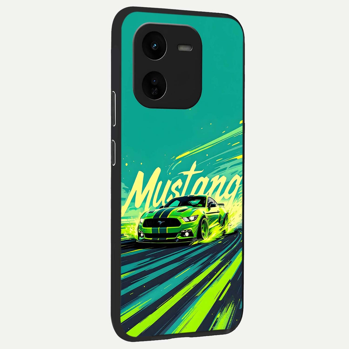 Mustang Bang back cover For iQOO Z9x 5G slim fit glass case with vibrant aesthetic design