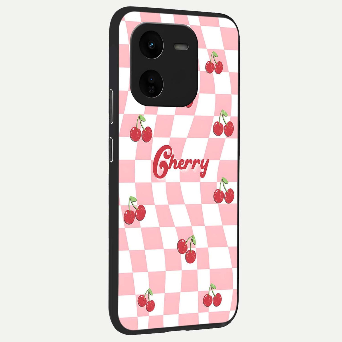Sweet Cherry Vibes back cover For iQOO Z9x 5G slim fit glass case with vibrant aesthetic design