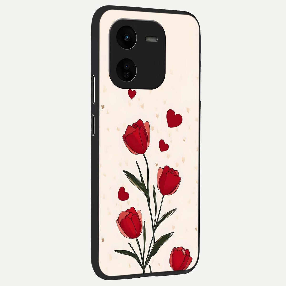 Tulip With Heart back cover For iQOO Z9x 5G slim fit glass case with vibrant aesthetic design