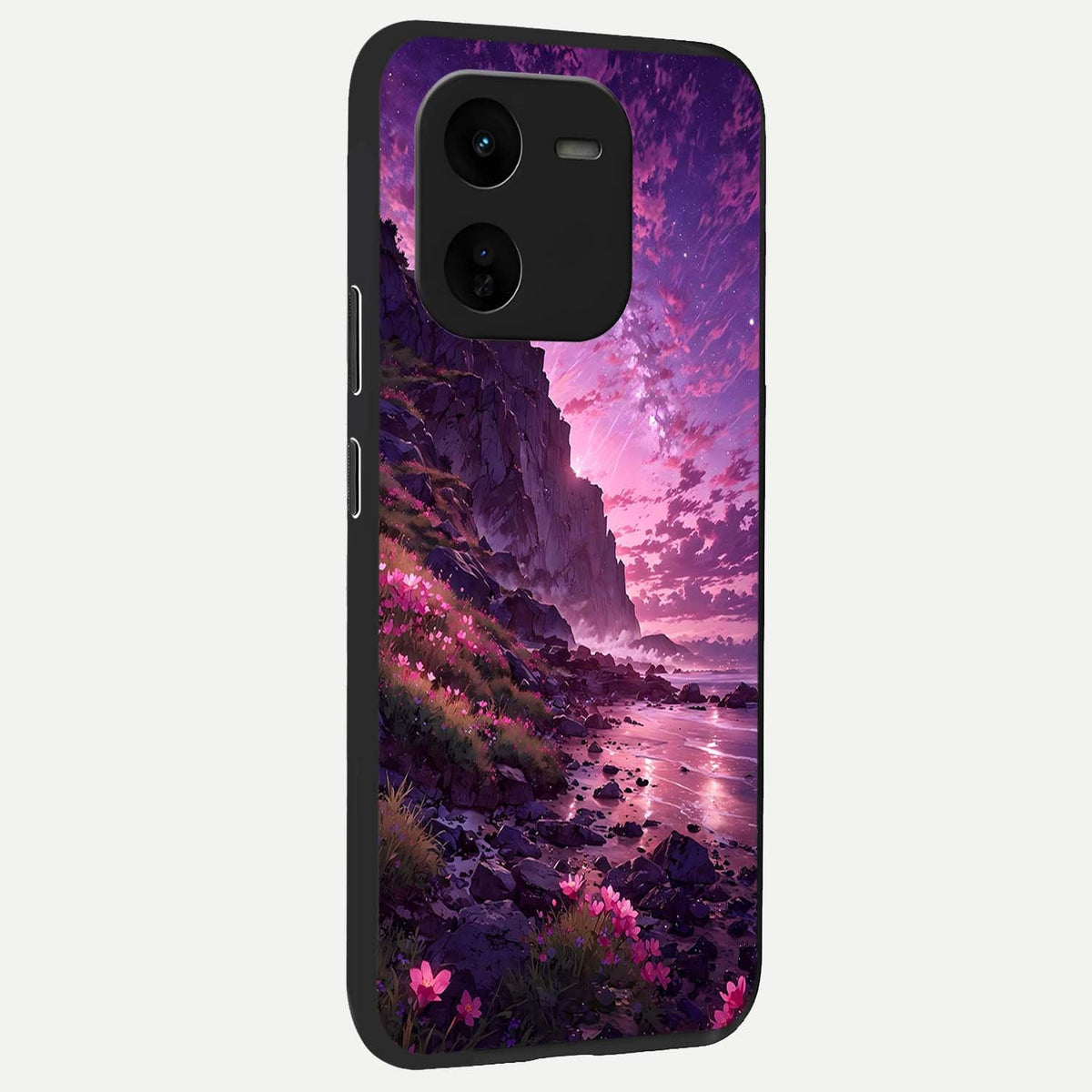 Twilight Blossom Coast back cover For iQOO Z9x 5G slim fit glass case with vibrant aesthetic design
