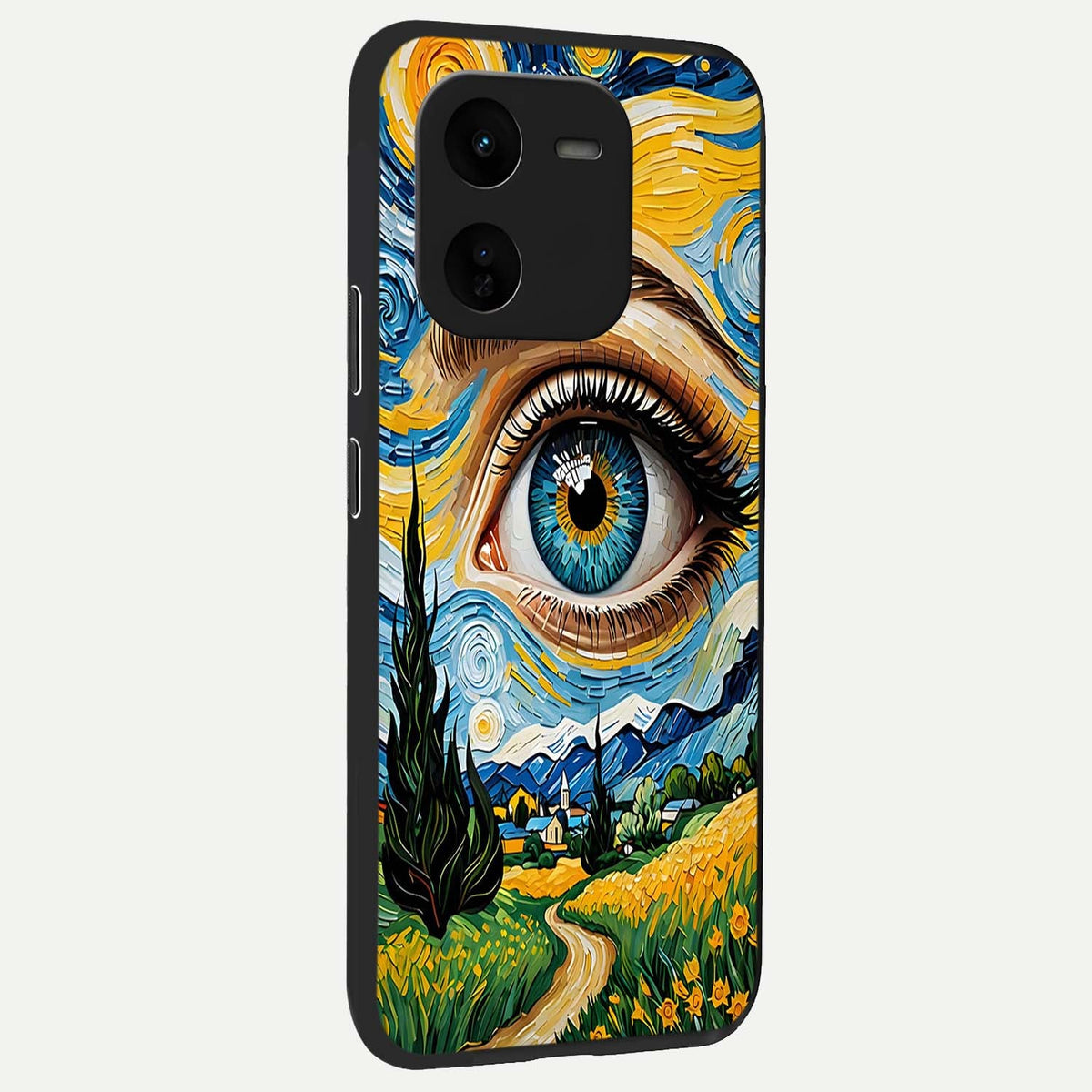 Van Gogh Eye back cover For iQOO Z9x 5G slim fit glass case with vibrant aesthetic design