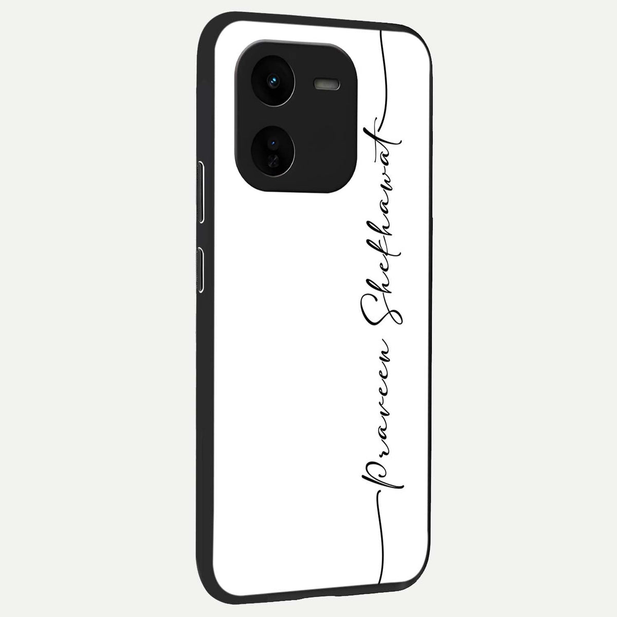 White Tune Custom Name back cover For iQOO Z9x 5G slim fit personalized glass case with aesthetic design