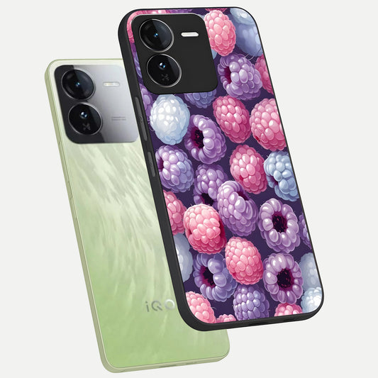 Berry Candy Pop phone case For iQOO Z9 showing premium glass back cover with detailed artwork