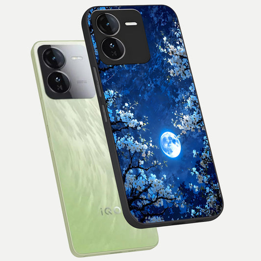 Blossom Moonlight Sky phone case For iQOO Z9 showing premium glass back cover with detailed artwork