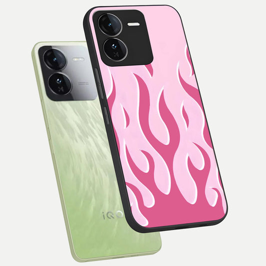 Blush Flame Energy phone case For iQOO Z9 showing premium glass back cover with detailed artwork