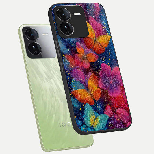 Butterfly Dream Mist phone case For iQOO Z9 showing premium glass back cover with detailed artwork