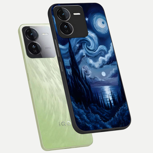 Celestial Dream Van Gogh phone case For iQOO Z9 showing premium glass back cover with detailed artwork