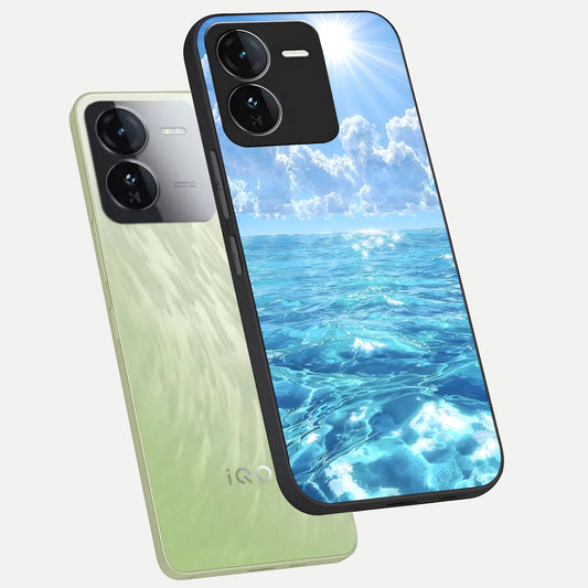 Endless Ocean Horizon phone case For iQOO Z9 showing premium glass back cover with detailed artwork