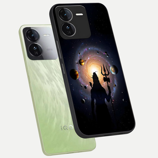 Galactic Shiva Vision phone case For iQOO Z9 showing premium glass back cover with detailed artwork